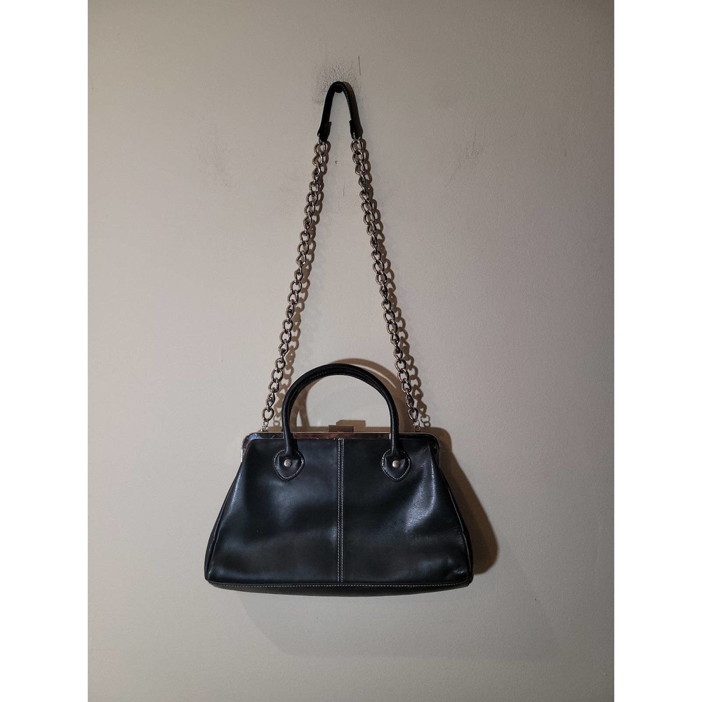 Isaac Mizrahi black leather shoulder bag/purse